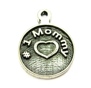 #1 Mommy Circle Genuine American Pewter Charm