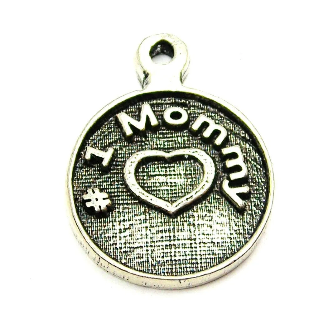 #1 Mommy Circle Genuine American Pewter Charm