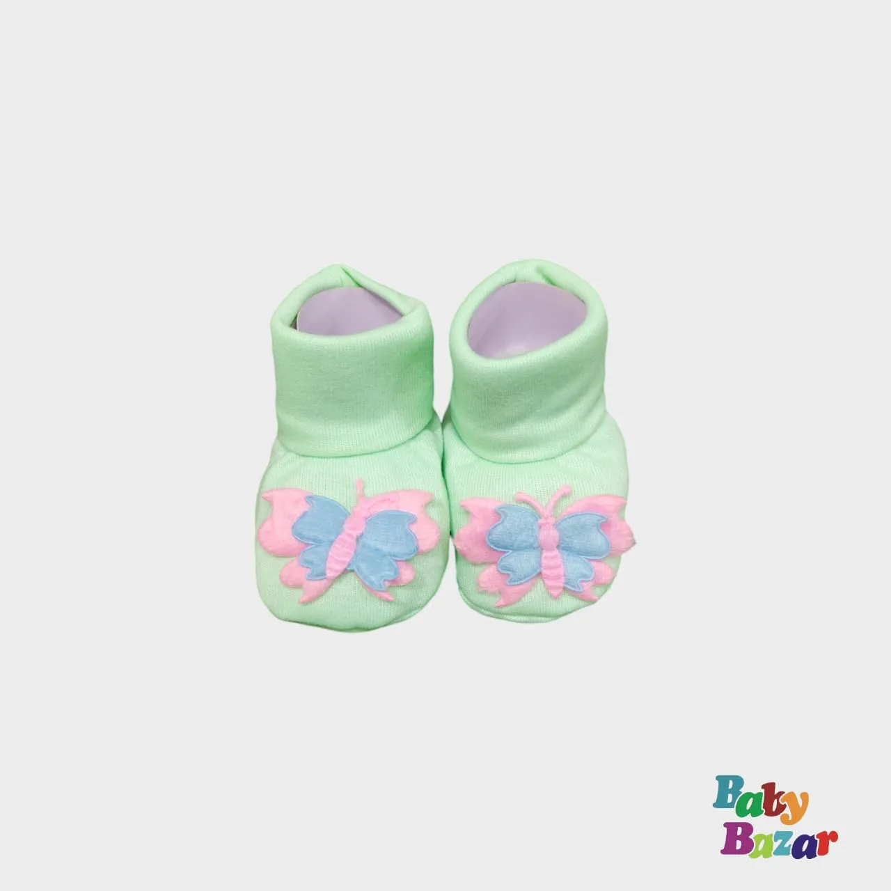 100% Cotton Booties For Newborn Baby Butterfly Character -Light Green