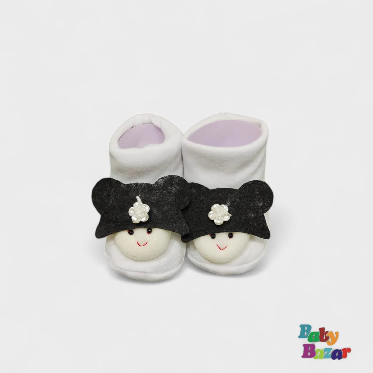 100% Cotton Booties For Newborn Baby Cartoon Character -White