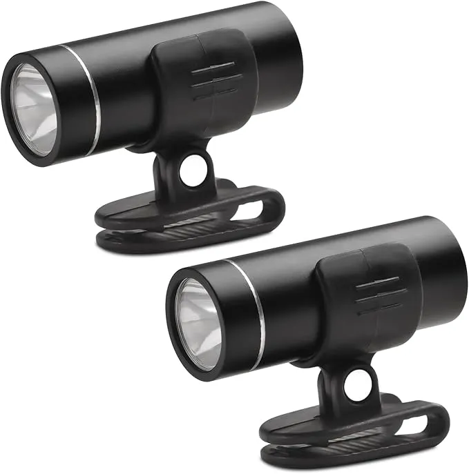 2-Pack Mini Flashlight, Pocket LED shoe light, clip on rechargeable hat Flash Light, 200 Lumens Adjustable Brightness Torch,Rechargeable Battery USB C Cable Cycling Camping Hiking