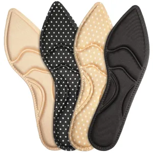 4 Pairs High Heel Insoles Breathable Shoe Pads 10.03 Inch Boot Inserts Foot Cushion Inserts Comfort Sponge Insert for Women Foot Pain, Arch Pain, Heel Sore, Loose Shoes (4 Tip Designs)
