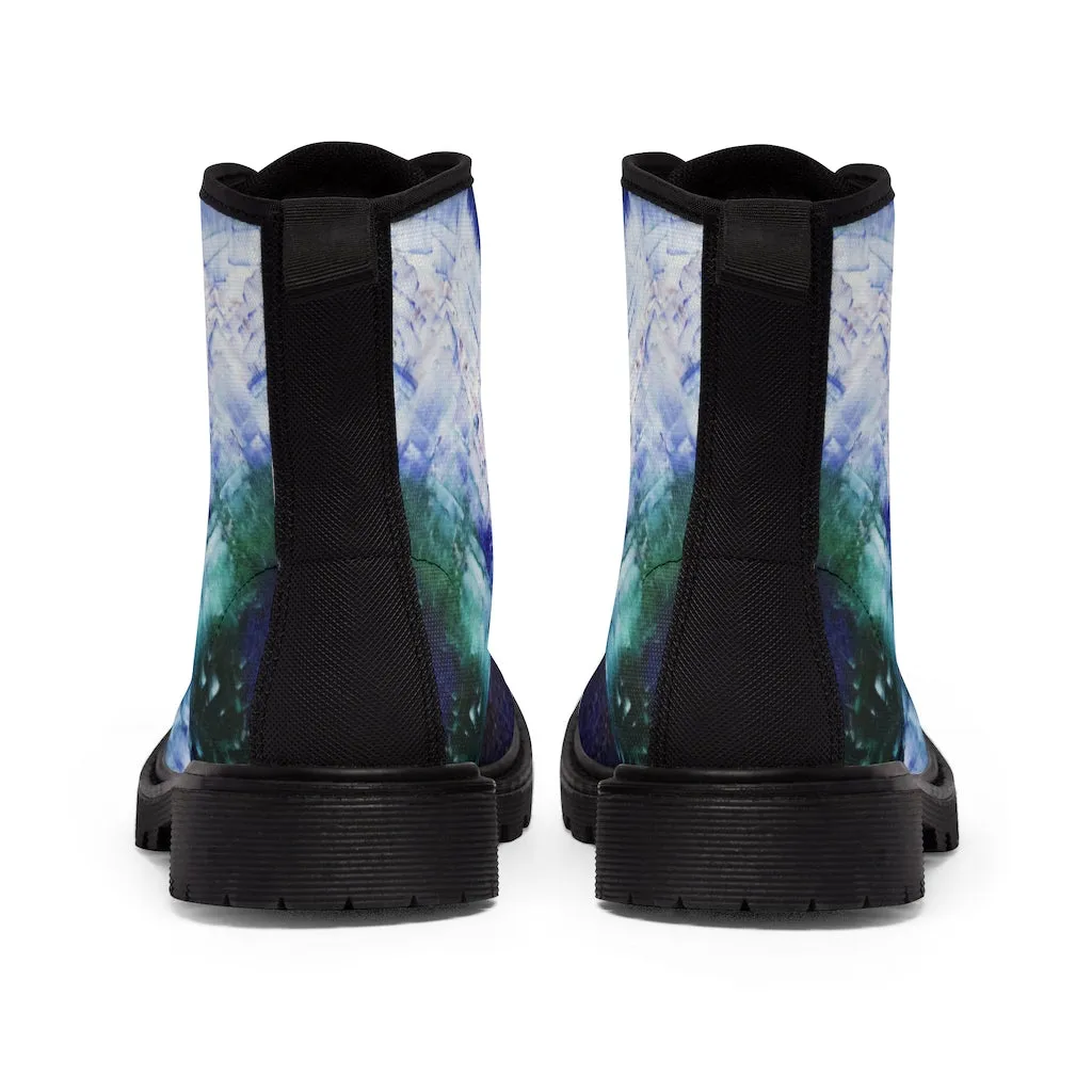 Artsy Blue CANVAS BOOTS for Women Abstract Art