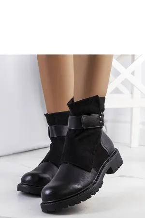 Black ankle boots with a strap