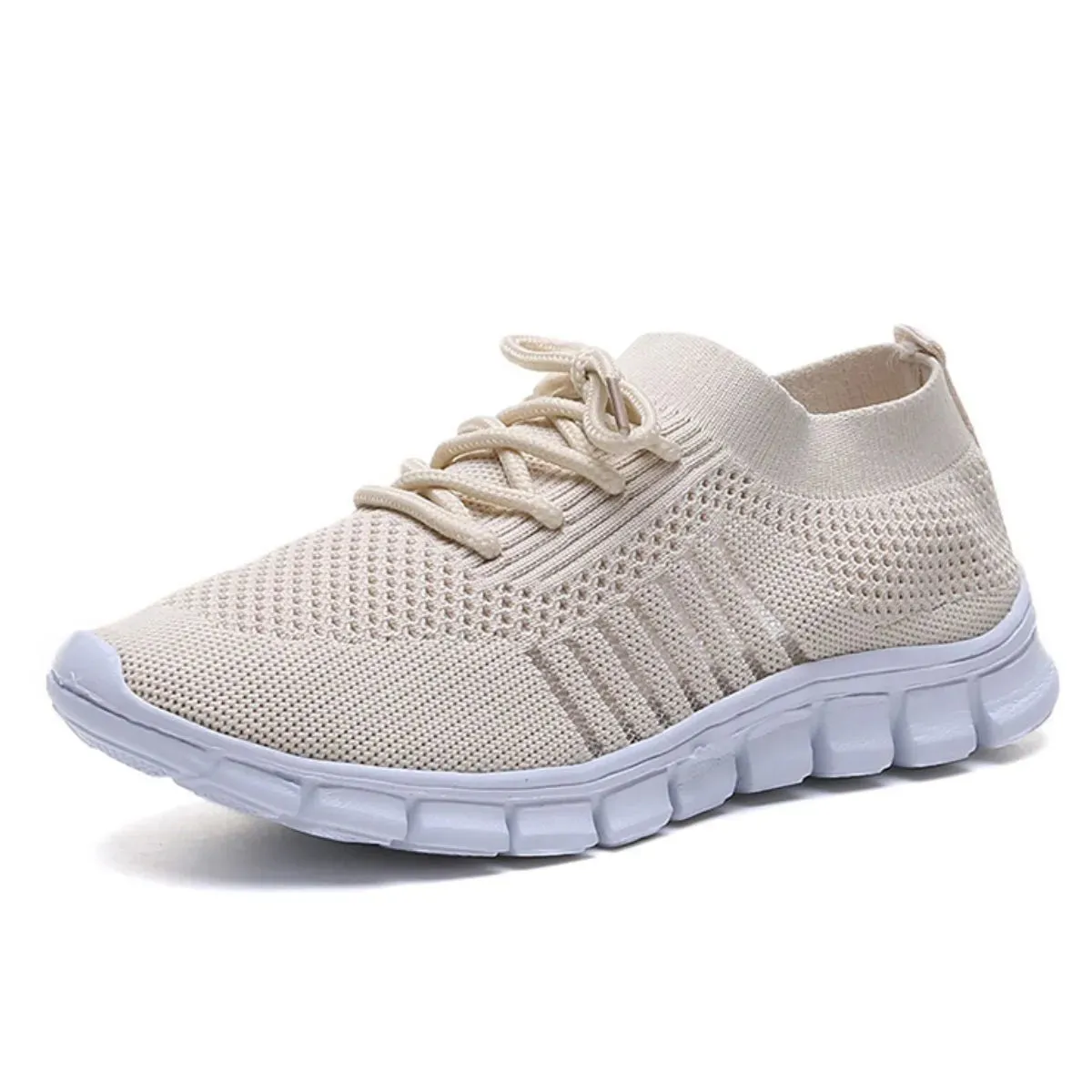 Breathable Mesh Round Toe Lace Up Athletic