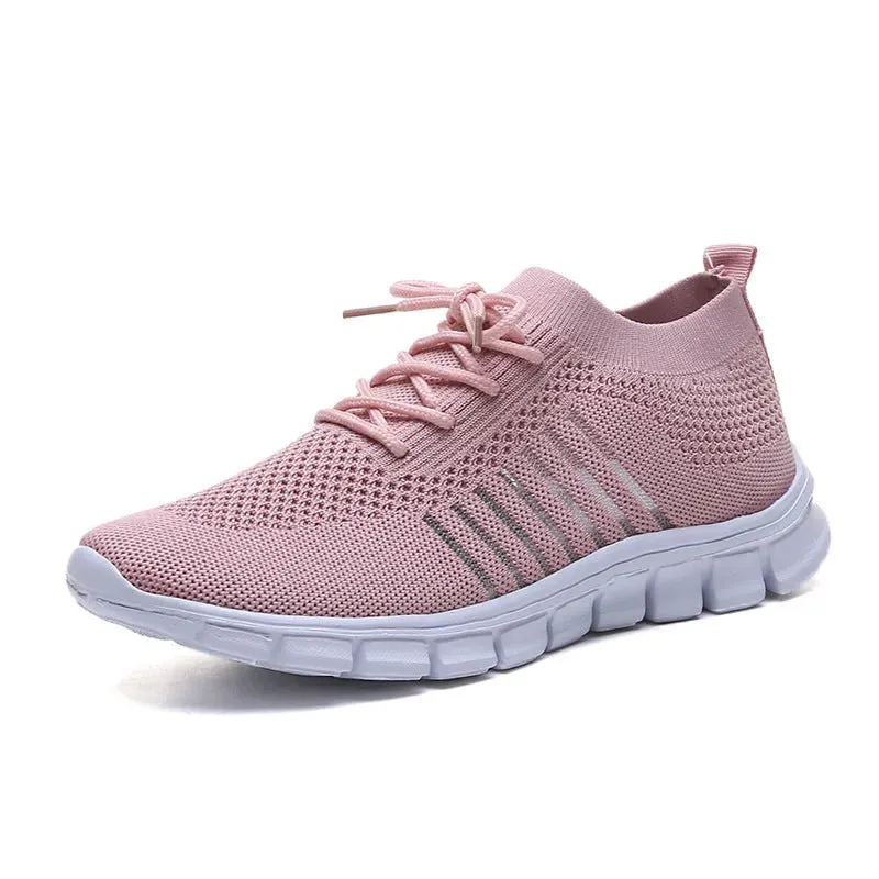 Breathable Mesh Round Toe Lace Up Athletic