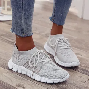 Breathable Mesh Round Toe Lace Up Athletic