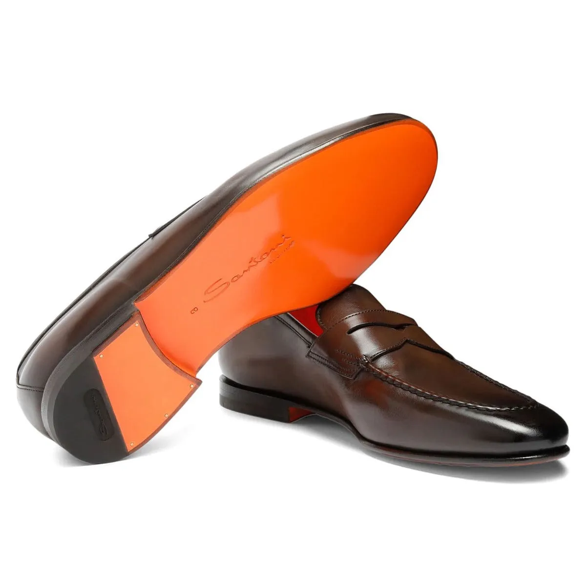 Brown Polished Leather Penny Loafer