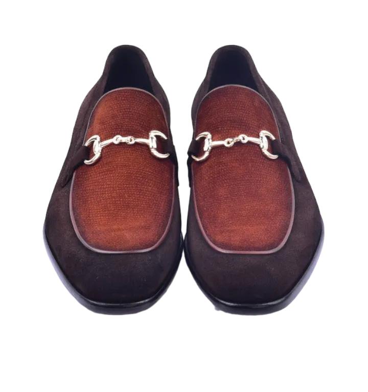 Brown/Rust Corrente Men's Dress Casual Shoes Bit Buckle loafer-6376S