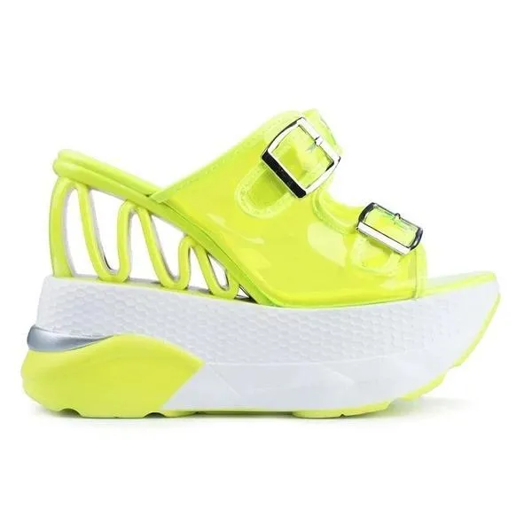 Chicvane Transparent Open Toe Wedge Sandals Slides Shoes