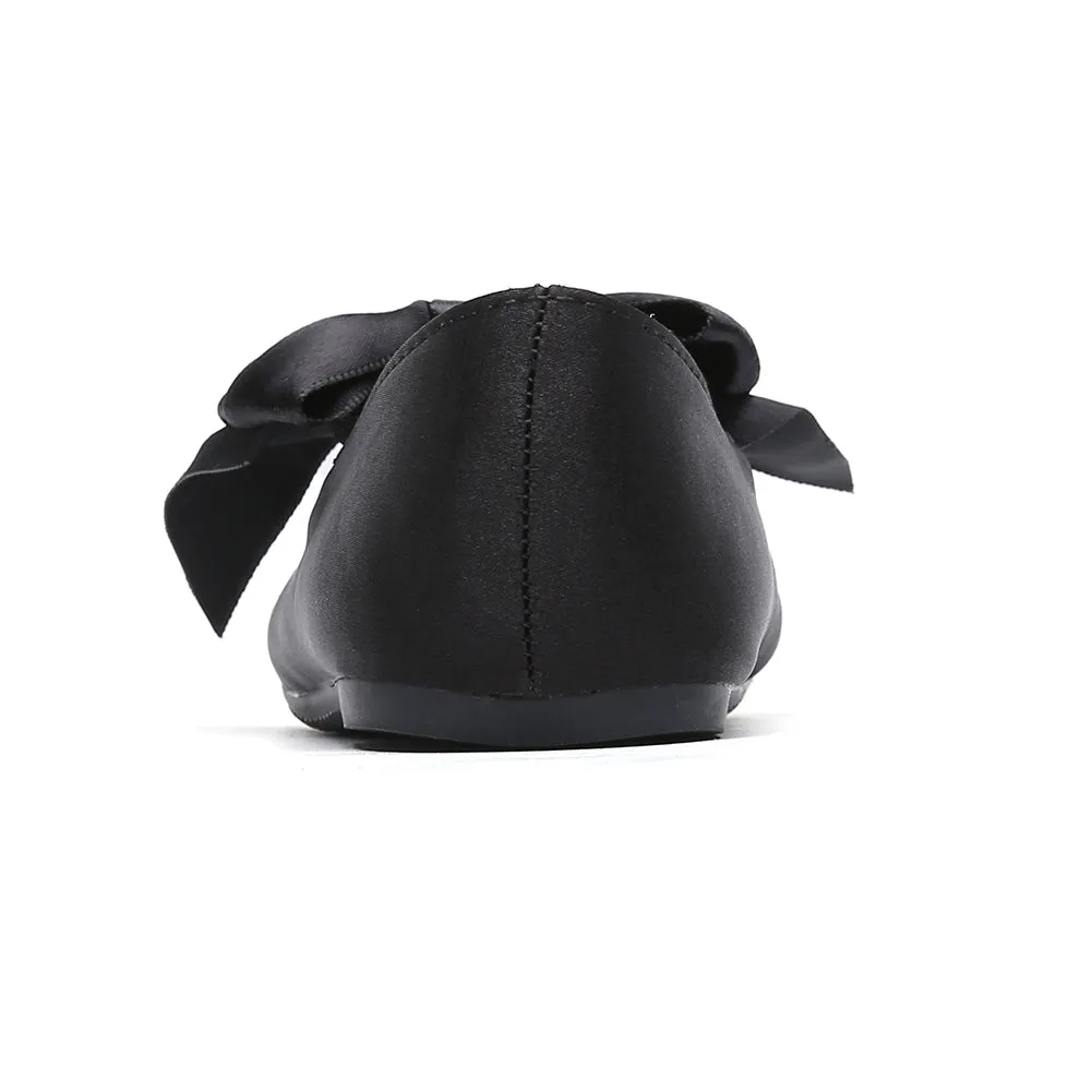 Chiximaxu Little Girls Satin Ballerina Slip on Mary Jane with Bow Casual School Dress Flat Shoes