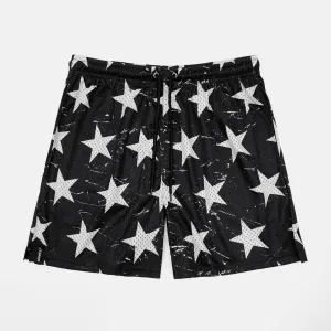 Classic Black White Stars Shorts - 7"