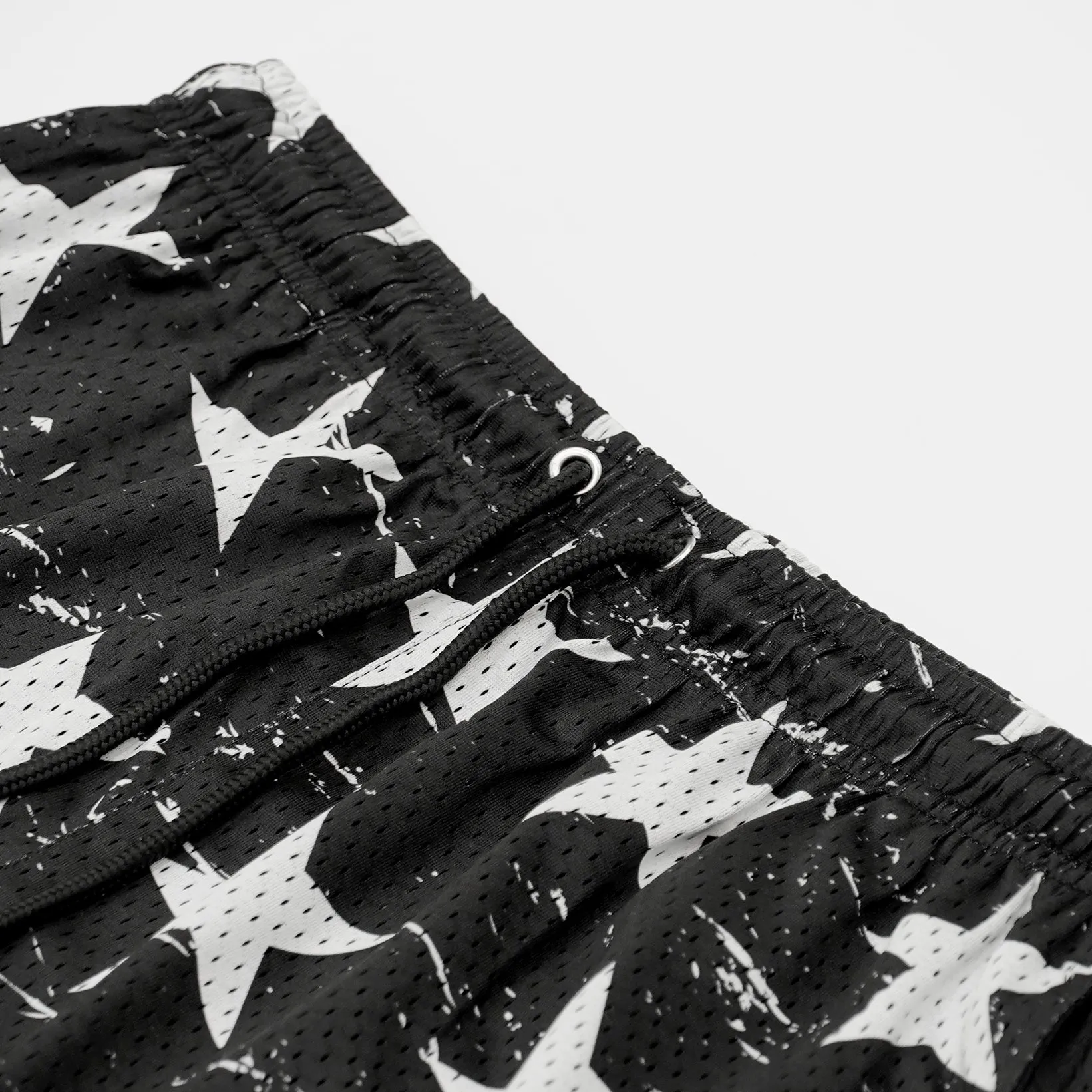 Classic Black White Stars Shorts - 7"