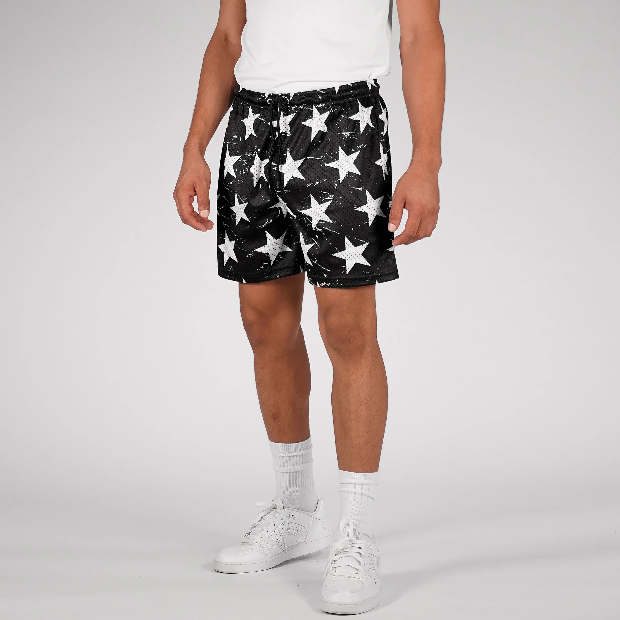 Classic Black White Stars Shorts - 7"