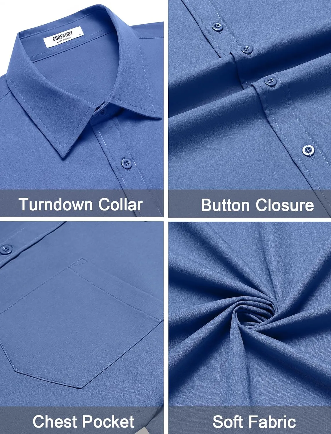 COOFANDY Mens Dress Shirts Short Sleeve Business Casual Shirts Regular Fit Casual Button Down Untucked Shirts