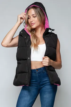 Cozy Chic: Hooded Puffer Vest Black