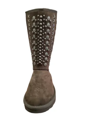 Dark brown Montana West Studded snow boots