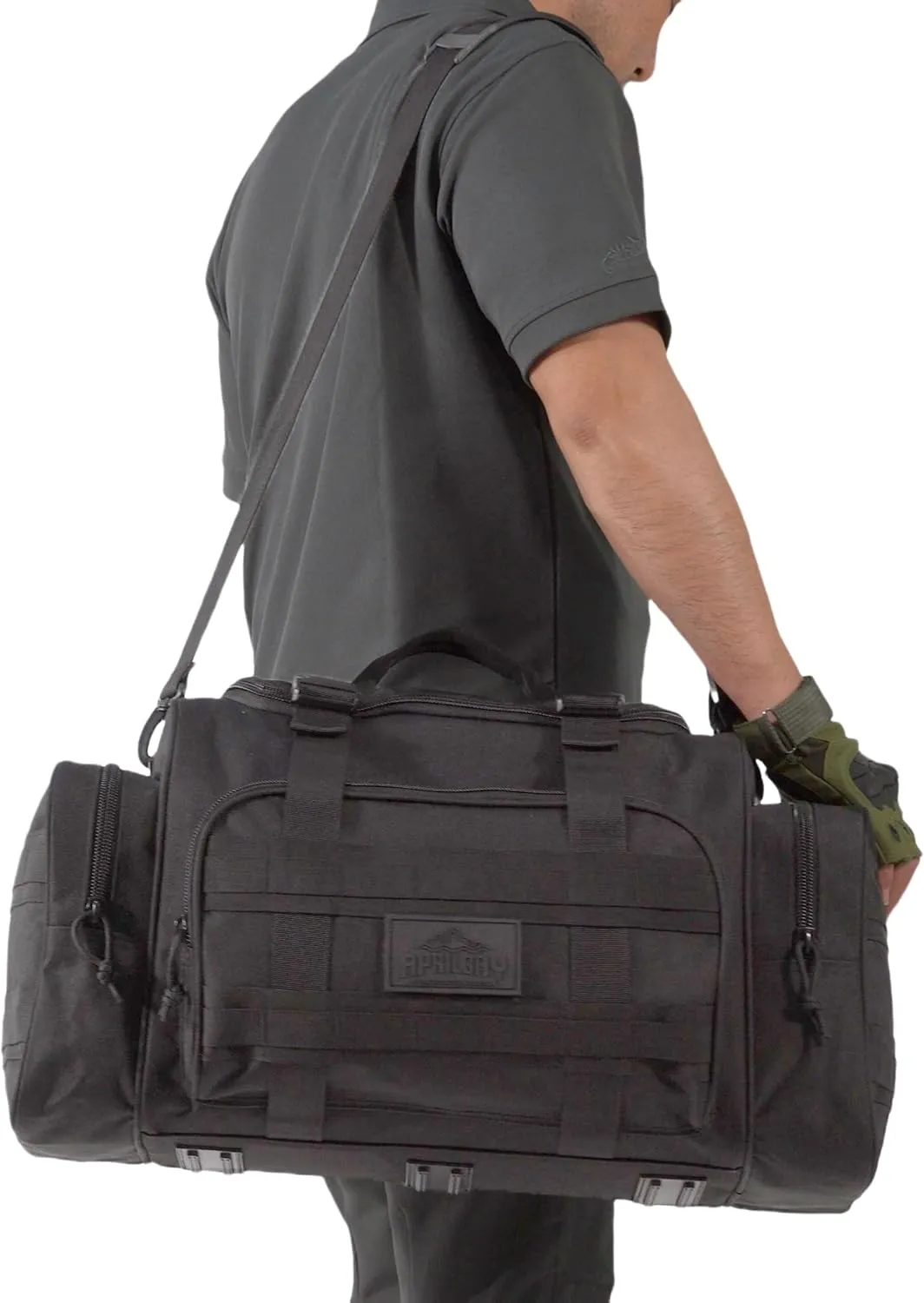 Duffel Bag ?C Heavy Duty Tactical Gym Bag for Men, Splashwater-Proof Weekender Travel Bag for Basketball, Football, Soccer, Hiking, and Hunting (Black)