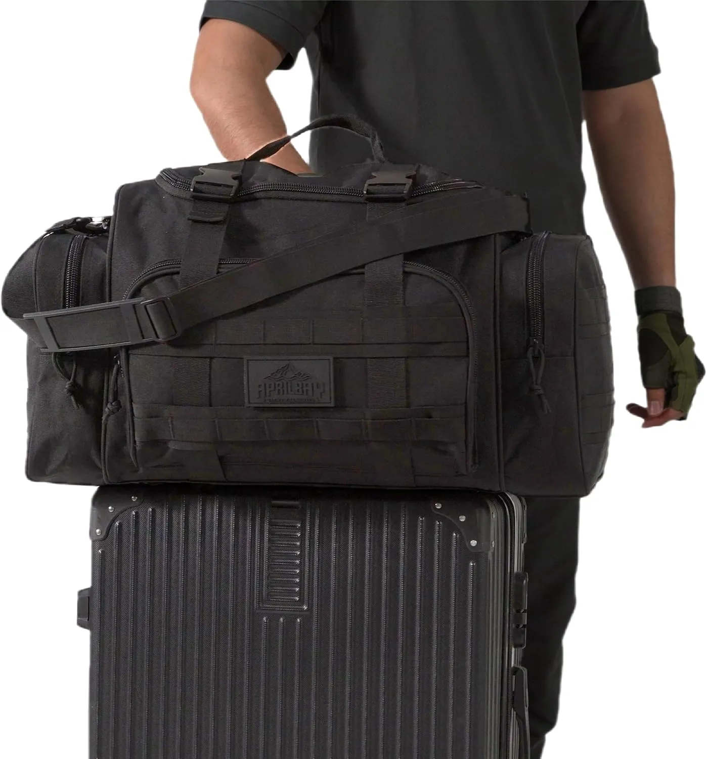 Duffel Bag ?C Heavy Duty Tactical Gym Bag for Men, Splashwater-Proof Weekender Travel Bag for Basketball, Football, Soccer, Hiking, and Hunting (Black)