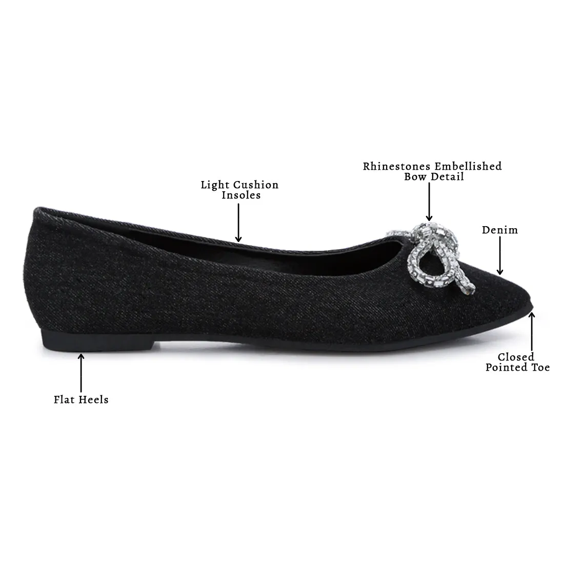 Embellished Bow Detail Ballet Flats