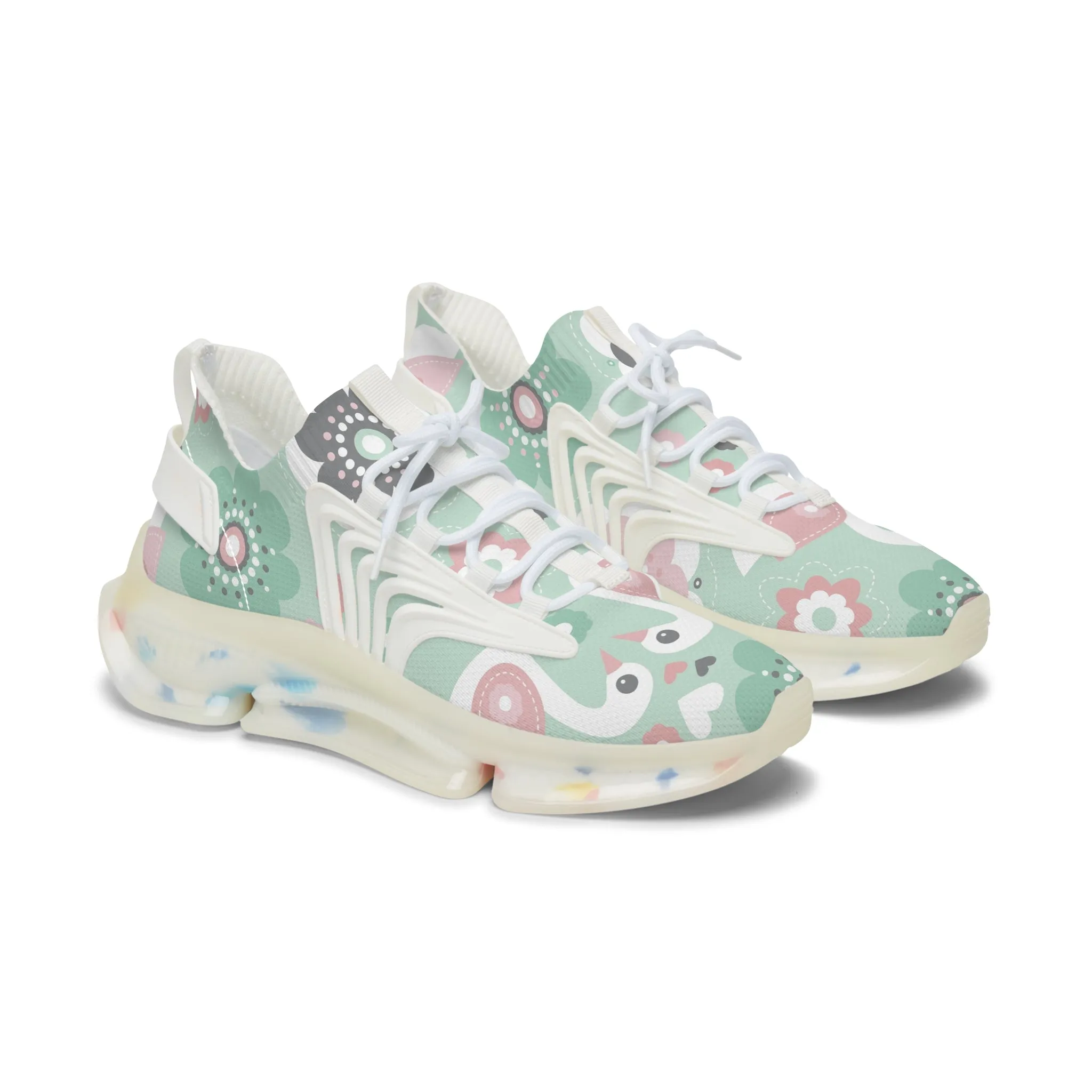 Floral Print Women's Mesh Sneakers - Trendy and Comfortable Athletic Footwear