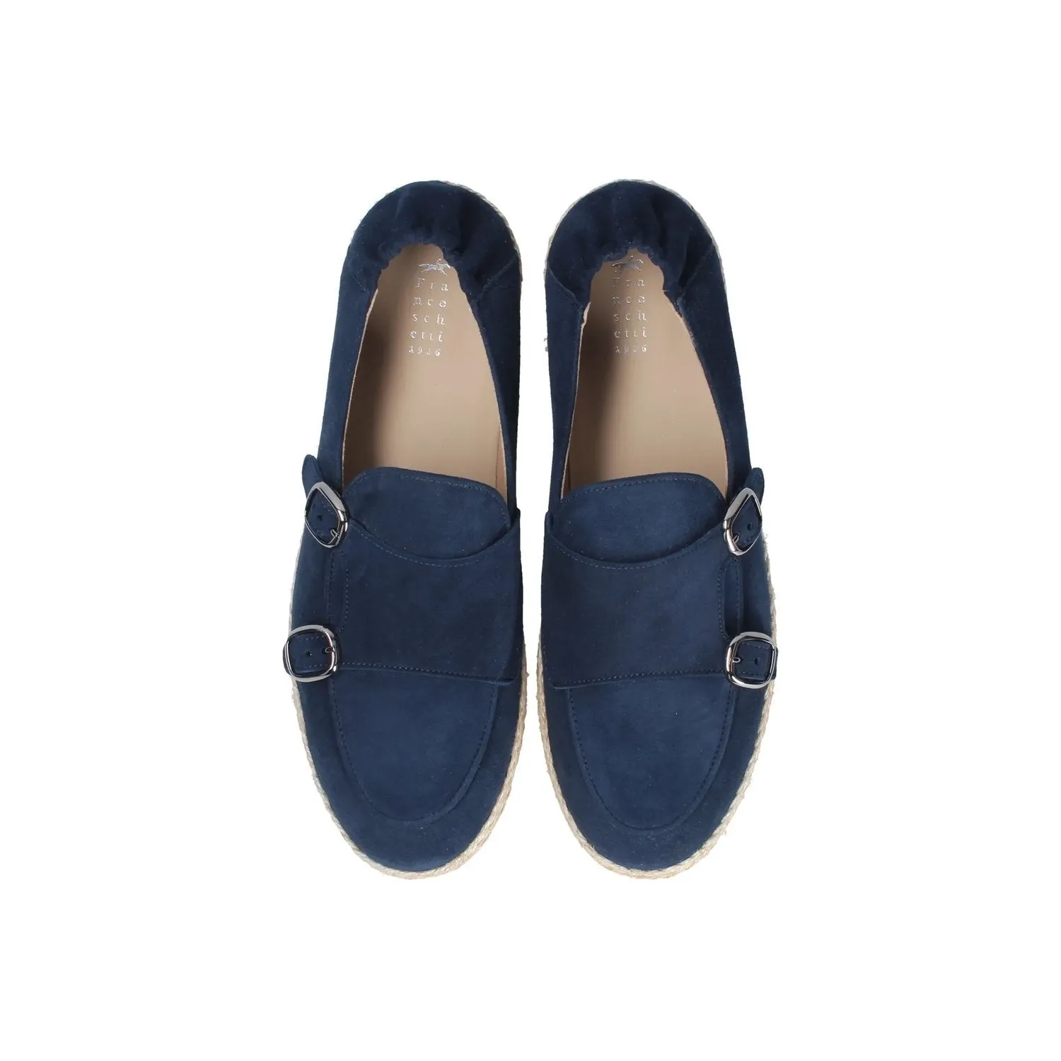 Franceschetti Maiori Men's Shoes Blue Suede Leather Double Buckle Sneakers (FCCT1000)