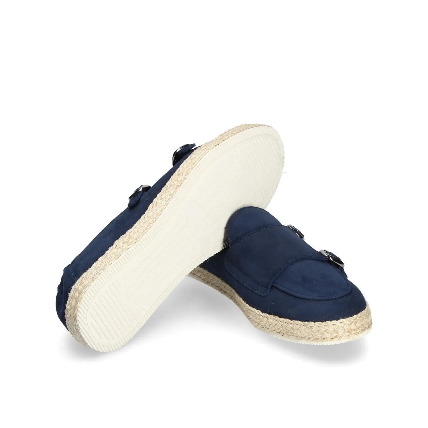 Franceschetti Maiori Men's Shoes Blue Suede Leather Double Buckle Sneakers (FCCT1000)