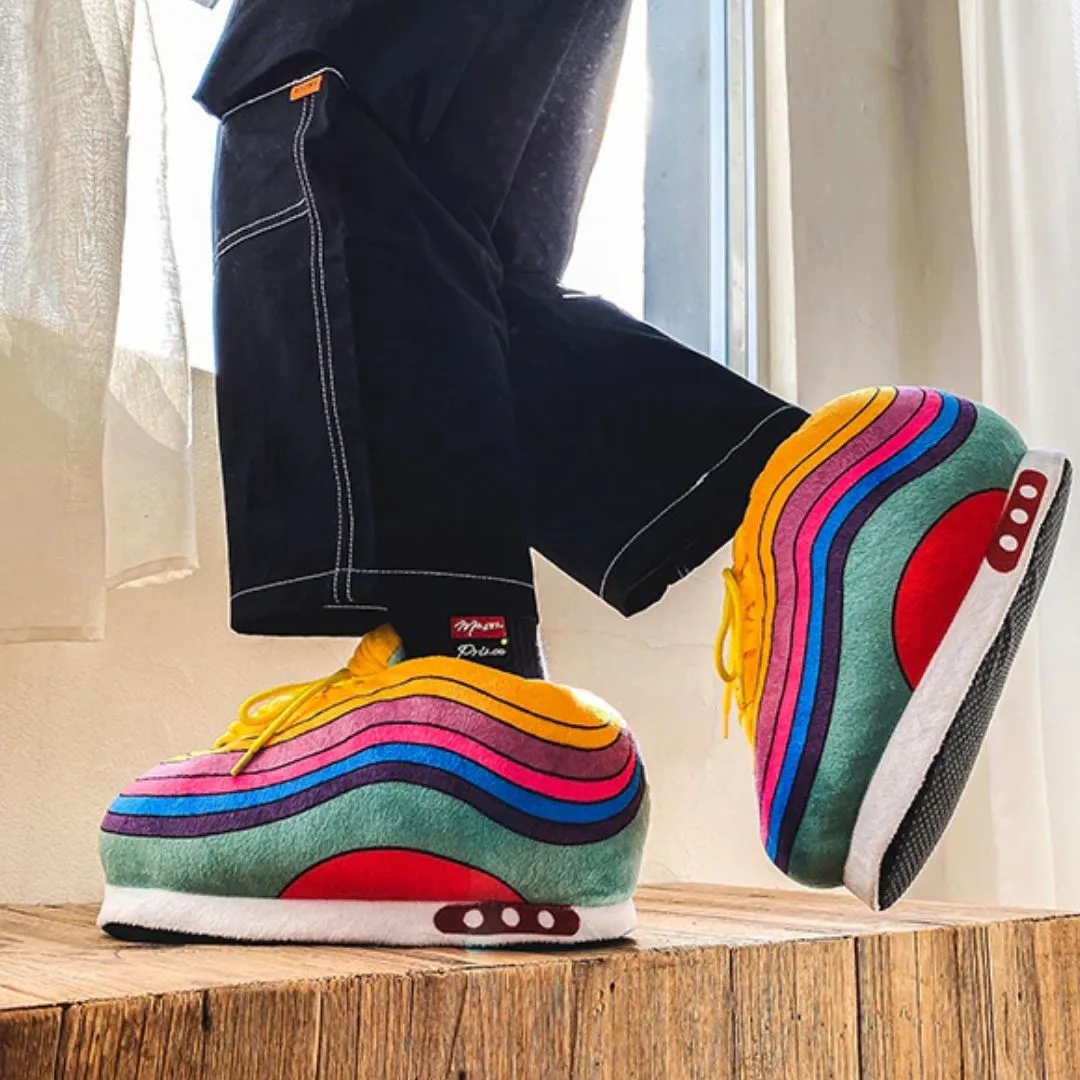 Geekmonkey Rainbow Plush Sneaker Shoes | Stylish and Cozy | Unisex