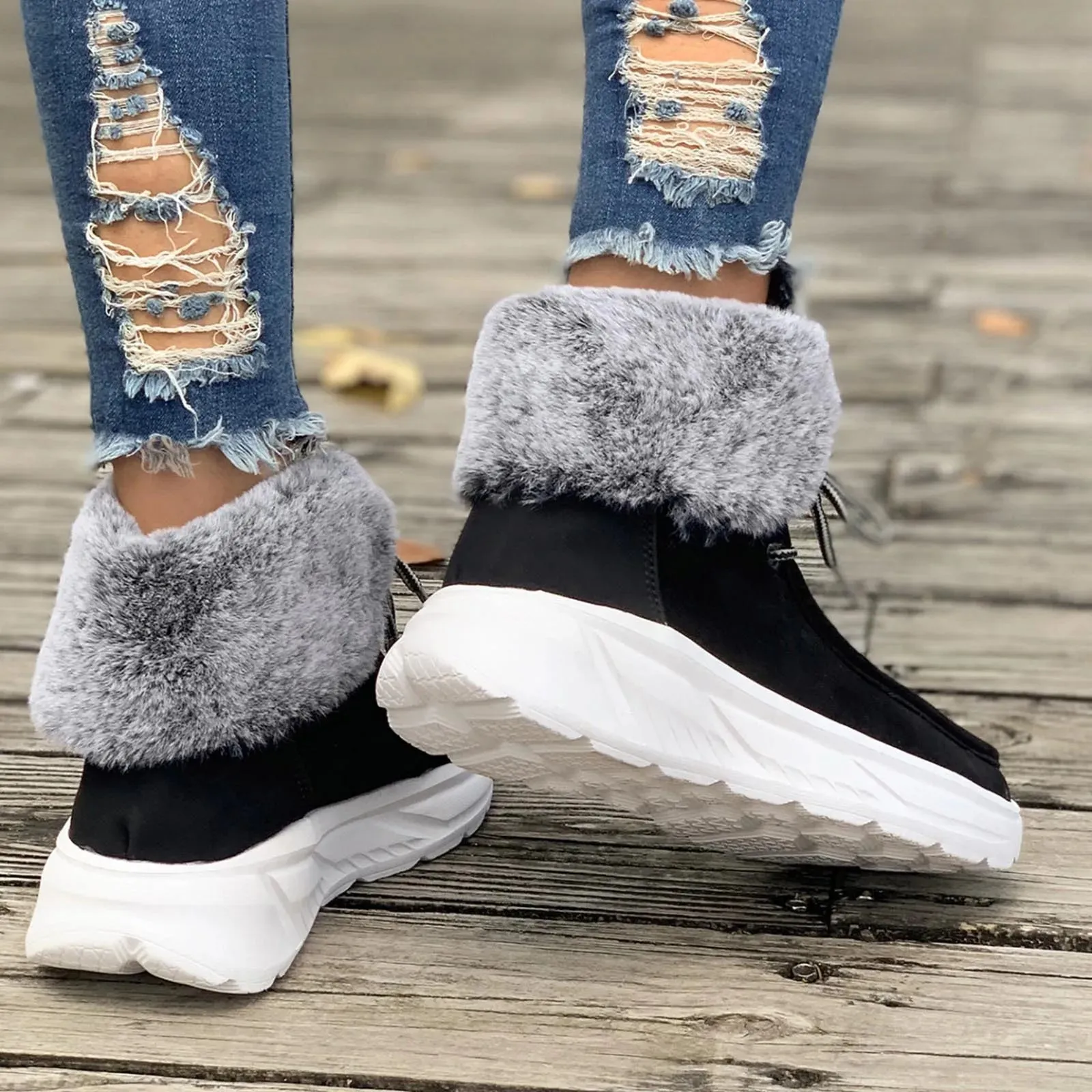 Lace-Up Outdoor Slipper Boots