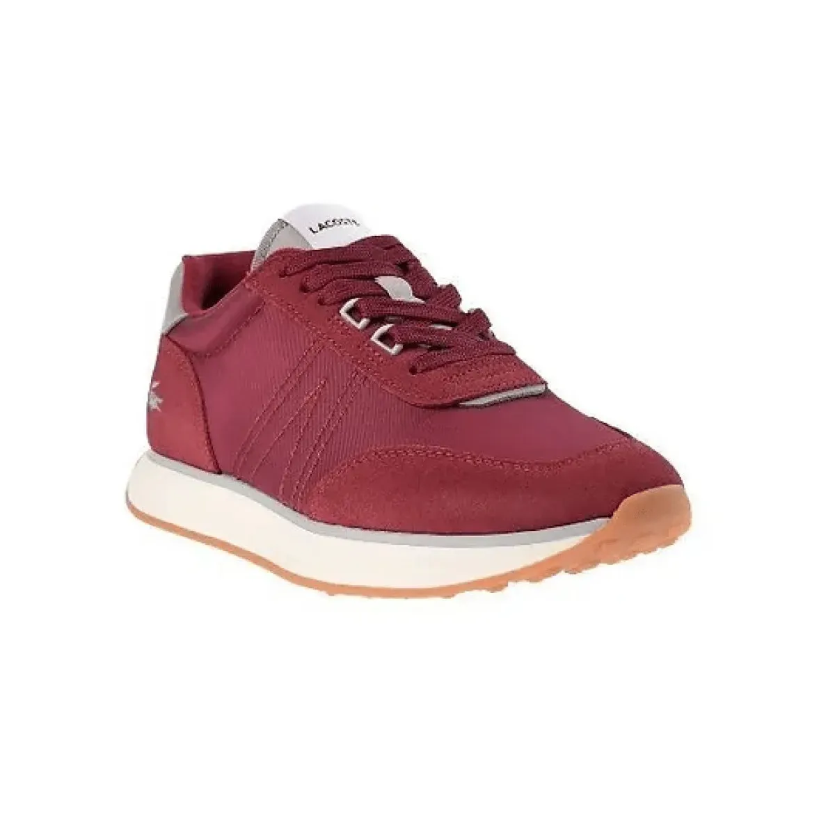 LACOSTE Burgundy Mesh & Suede Lifestyle Sneakers
