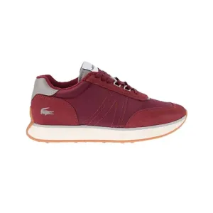LACOSTE Burgundy Mesh & Suede Lifestyle Sneakers