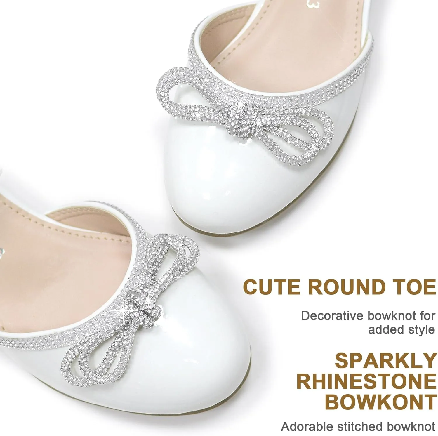 LseLom Girls Dress Shoes White Pumps Low Heel Sandals Flower Princess Dance Party Wedding Flats for Little/Big Kids