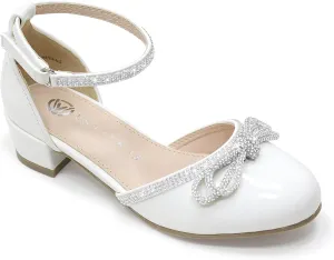LseLom Girls Dress Shoes White Pumps Low Heel Sandals Flower Princess Dance Party Wedding Flats for Little/Big Kids