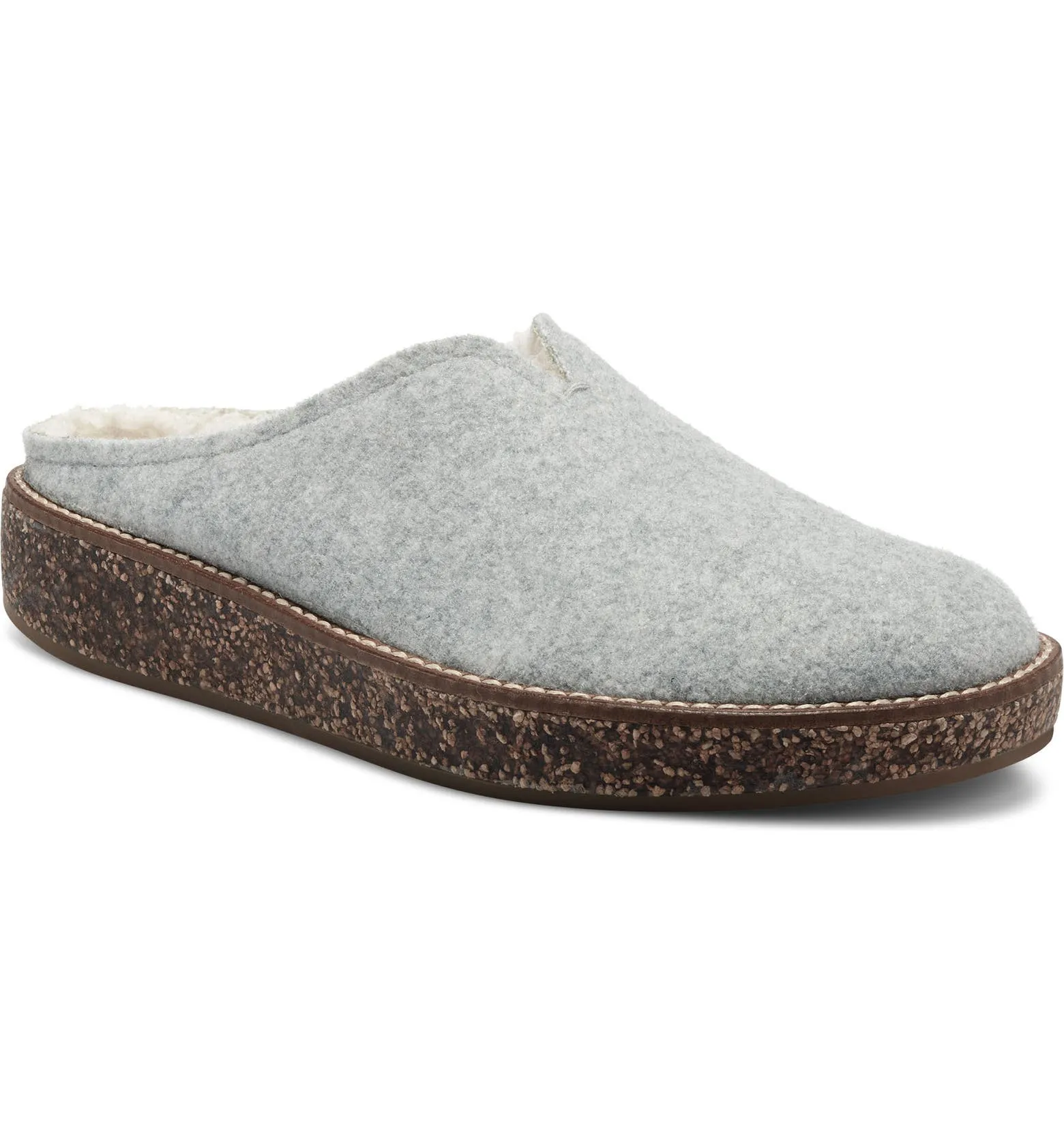 Lucky Brand Tamala 2 Light Grey Comfortable House Slippers Fur Lined Mule Scuff