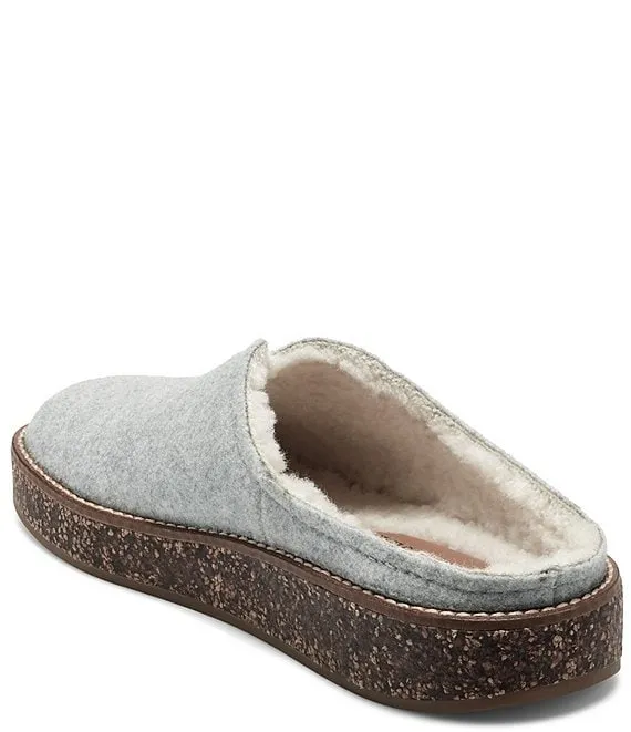 Lucky Brand Tamala 2 Light Grey Comfortable House Slippers Fur Lined Mule Scuff