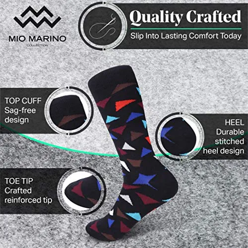 Marino Men's Dress Socks - Colorful Funky Socks for Men - Cotton Fashion Patterned Socks - 12 Pack - Trendy Collection - 10-13