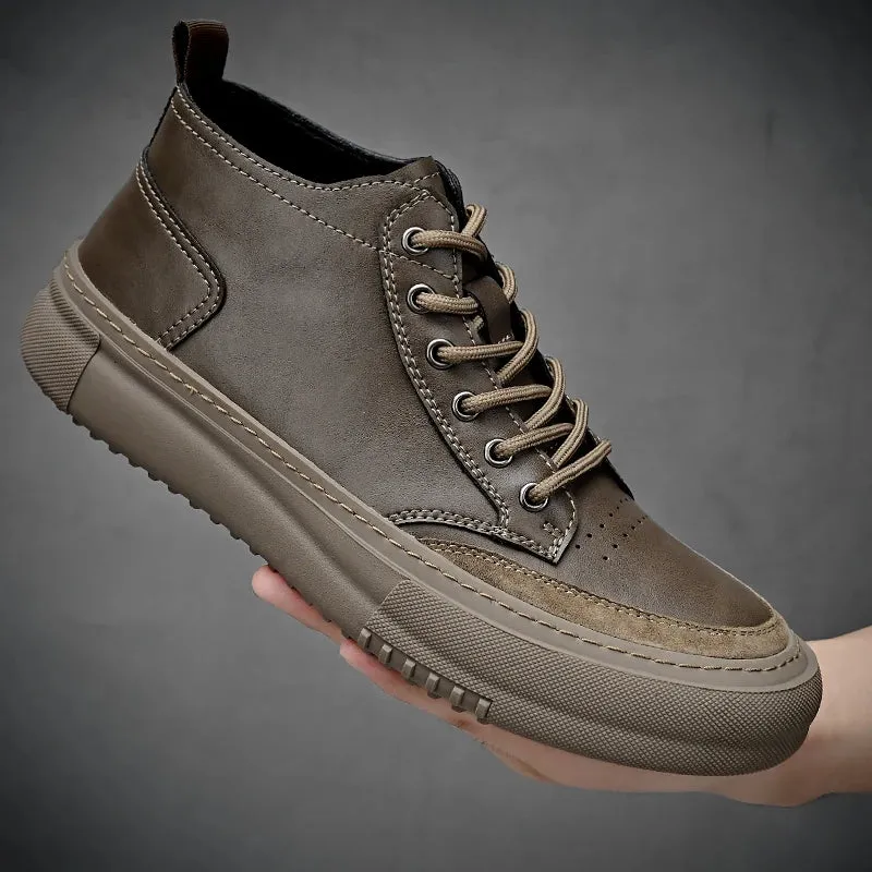 Men Designer Sneakers Ankle Fashion Leather Boots Lace up Casual  Comfortable Outdoor Bota Masculina