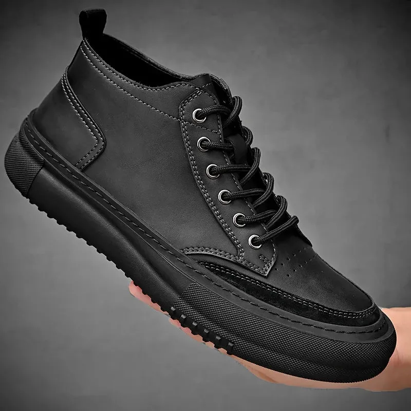 Men Designer Sneakers Ankle Fashion Leather Boots Lace up Casual  Comfortable Outdoor Bota Masculina
