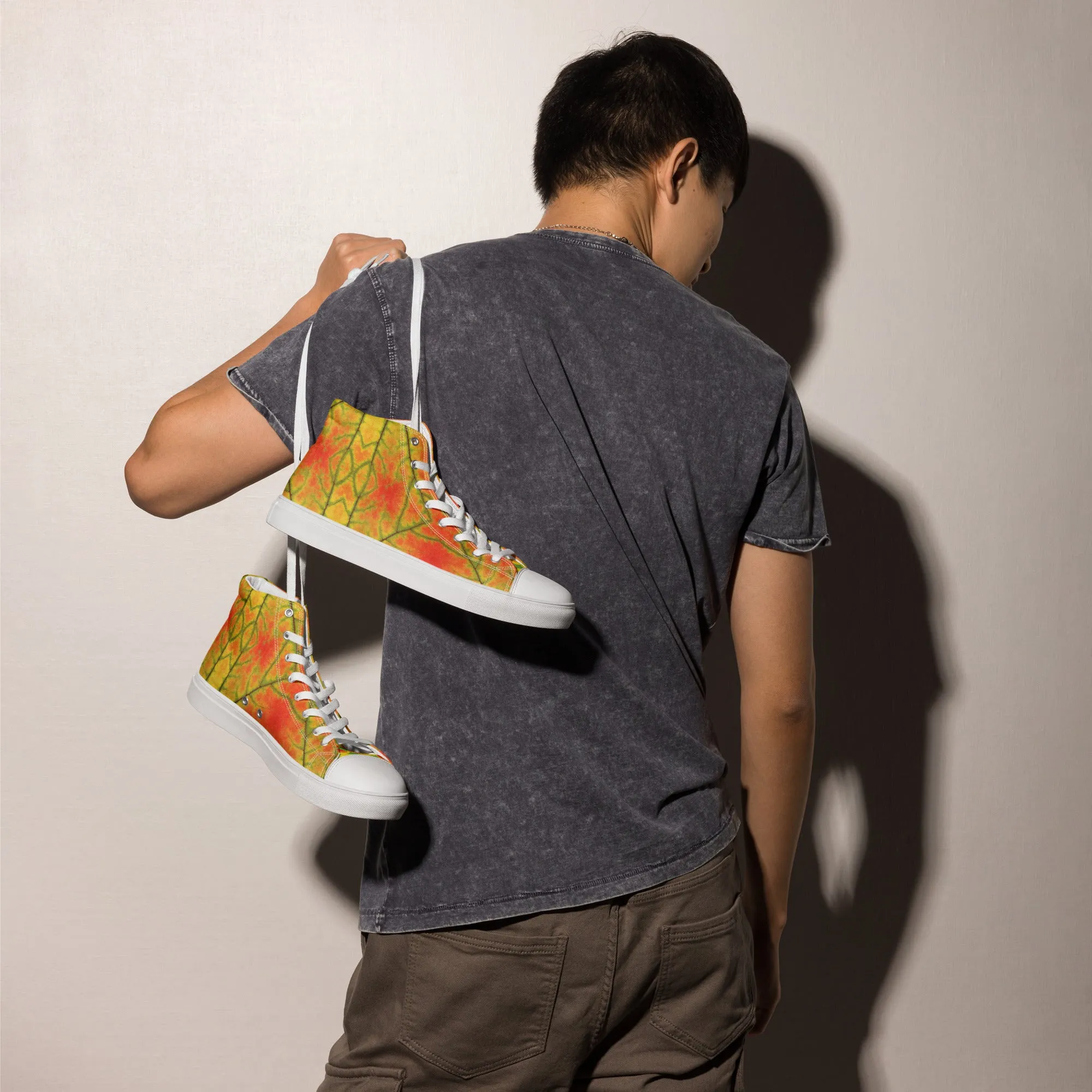 Men’s colorful high top canvas shoes - Golden Conure