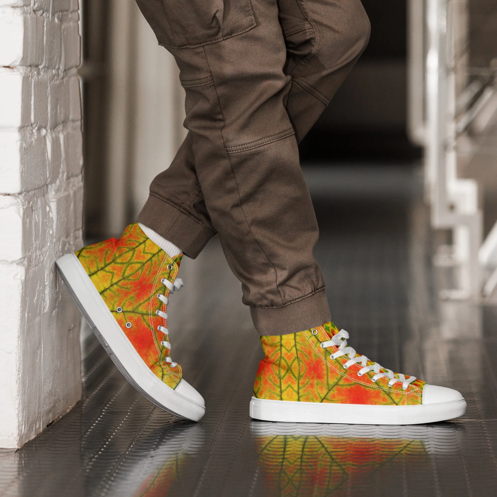 Men’s colorful high top canvas shoes - Golden Conure