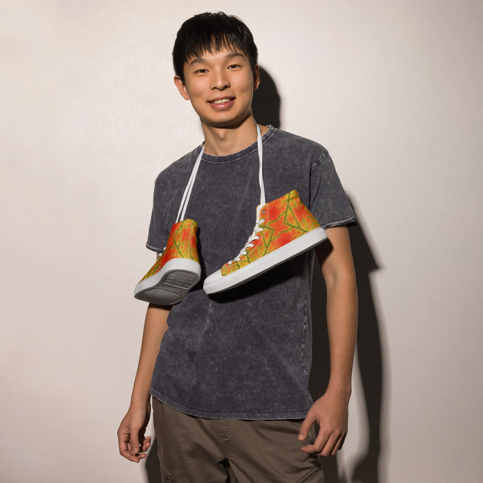 Men’s colorful high top canvas shoes - Golden Conure