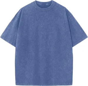 Men's Oversized Cotton T-Shirts Loose Fit Vintage Washed Tee Unisex Short Sleeve Casual Shirts Tops