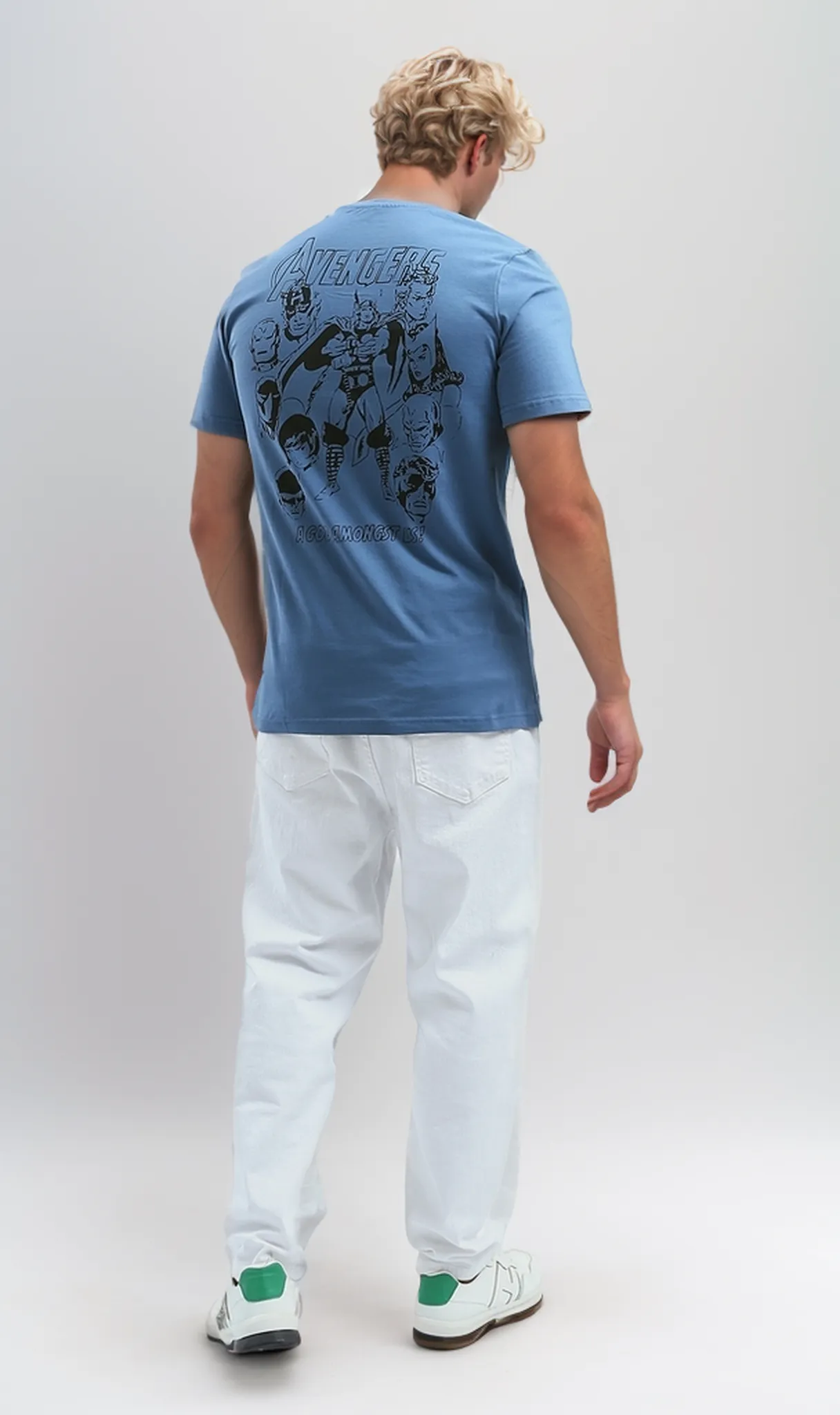 O191654 "Avengers" Printed Light Blue Printed Regular Tee