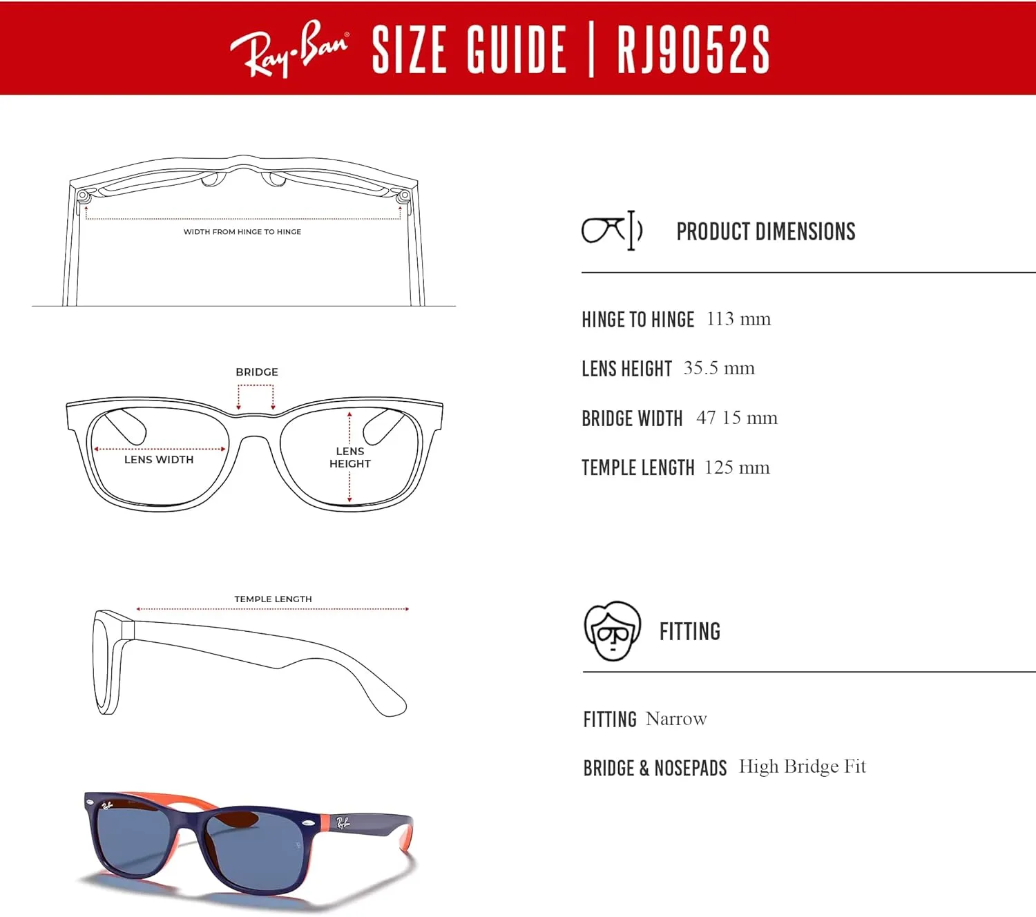 Ray-Ban Junior XS Kids' New Wayfarer RJ9052S Square Sunglasses for SMALL Boys and Girls   BUNDLE With DIW Kit