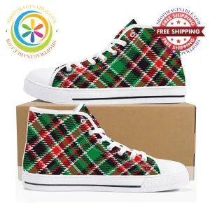 Retro Plaid Tartan Ladies High Top Canvas Shoes