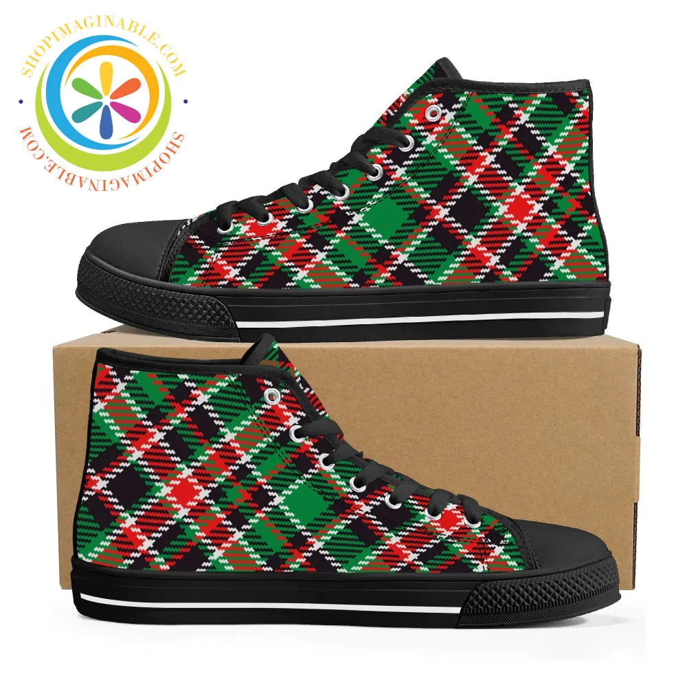 Retro Plaid Tartan Ladies High Top Canvas Shoes