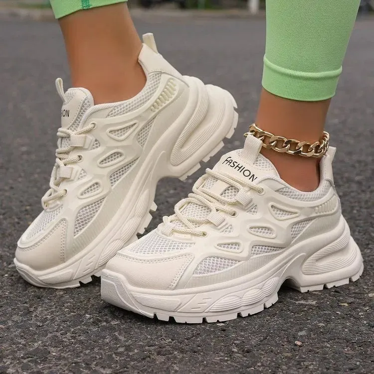 Round Toe Platform Mesh Athletic