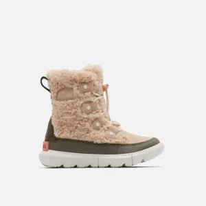 Sorel Youth Explorer Cozy Winter Boots Nova Sand/Stone Green