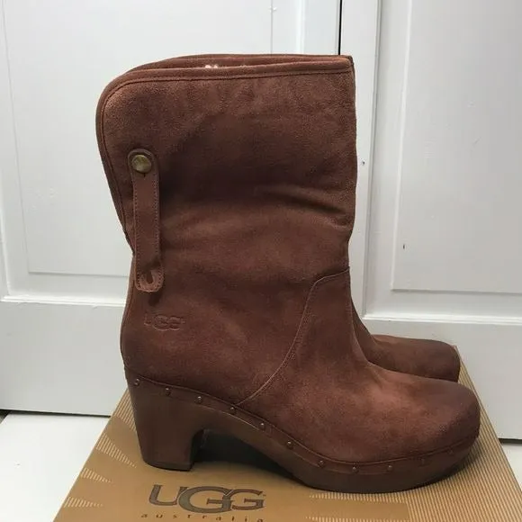 UGG Brown Lynnea Suede Clog Booties Size 9 (New in Box)