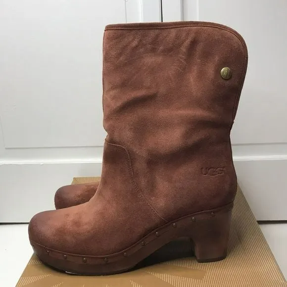 UGG Brown Lynnea Suede Clog Booties Size 9 (New in Box)